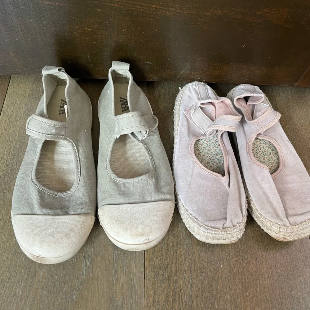 ZARA set of 2 pairs size 33  Girls Flat Dress Shoes